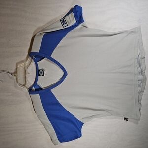 Roxy White and Blue Cycling Tee Size L
